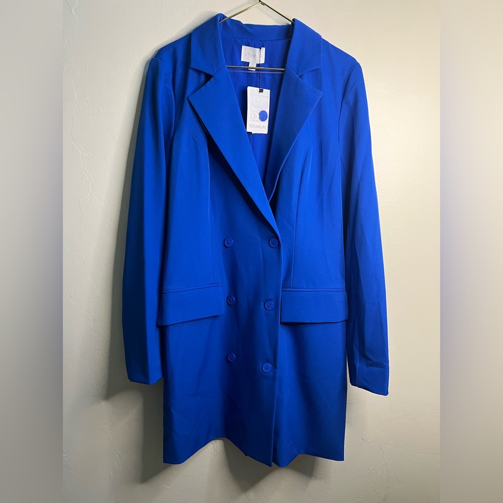 Sugarlips Vibrant Blue Double-Breasted Blazer‎ Dress